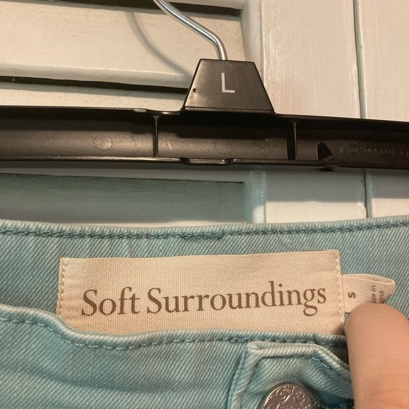 Soft Surroundings Stretch High Rise Bermuda Shorts Blue Denim Size Small - Picture 6 of 8